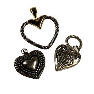 Heart Shaped Pendants for Necklace Wear Silver and Gold Tone Metals Interchange